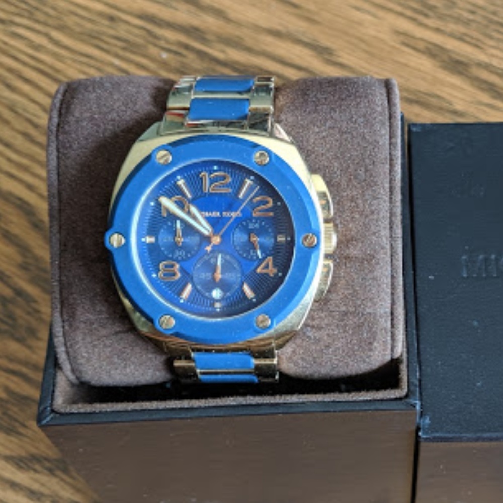 Michael Kors Watch - 2 Tone, Gold & Blue